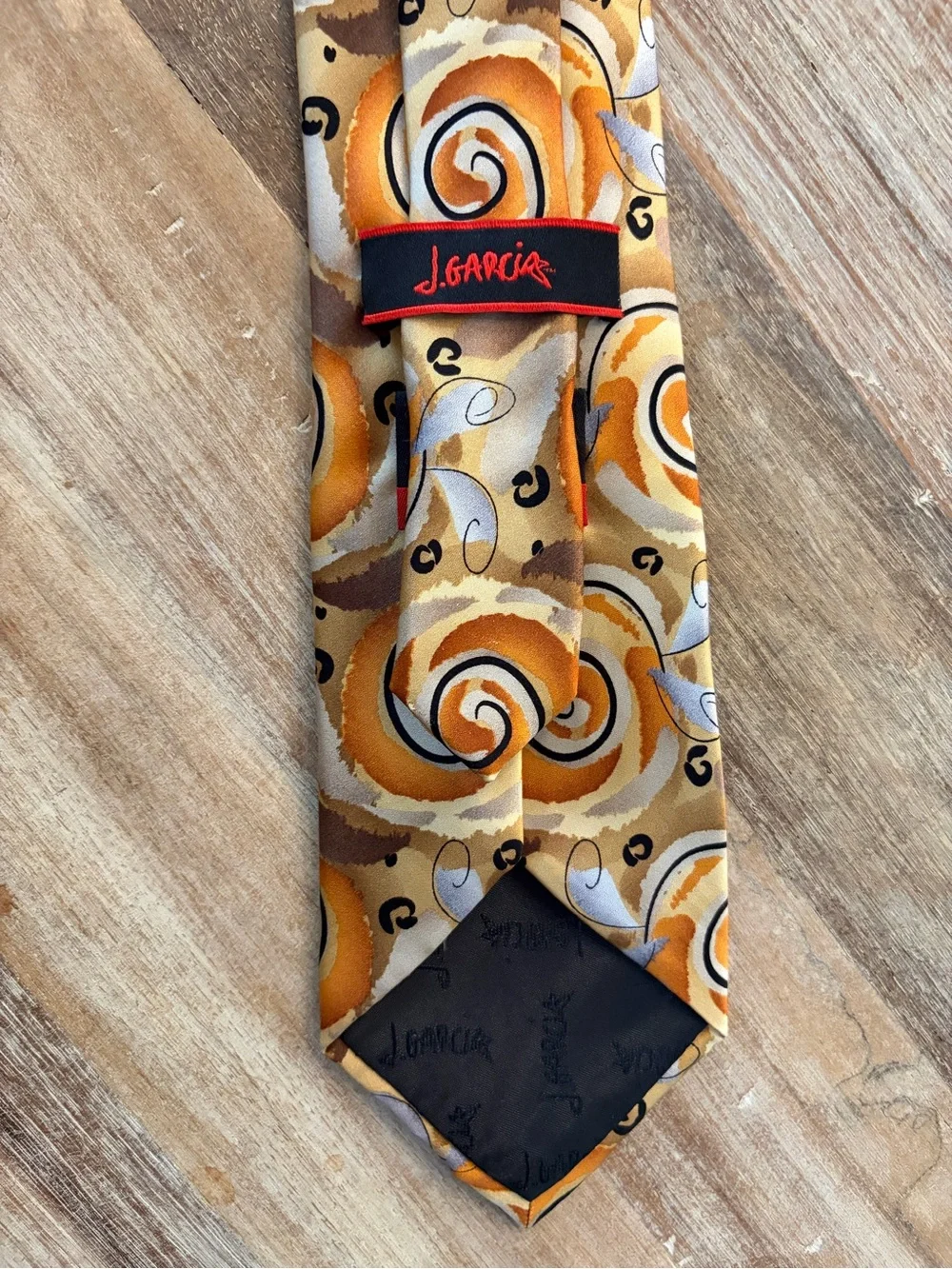 J. Garcia Tie Vid-Game Collection Fifty Two Silk Orange Gold‎ Tan Swirl Retro